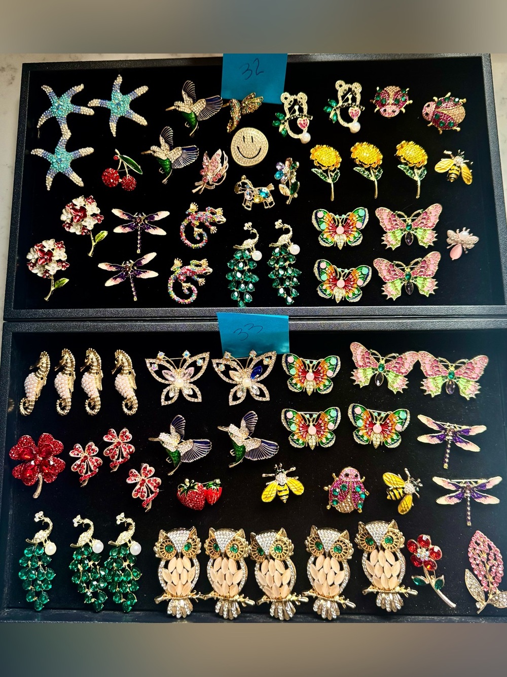65 Colorful Animal Insect Dragonfly Butterflies, Owls, Flowers Brooch Lot - Picture 9 of 9